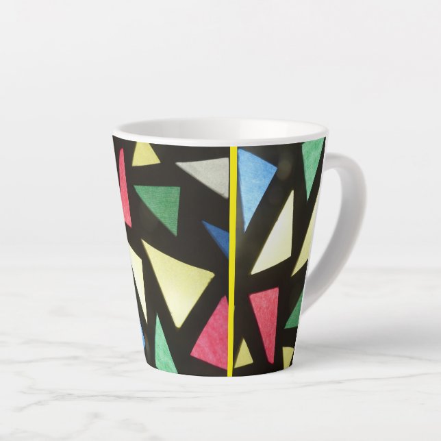 Stained Glass Pattern Cust. Yellow Latte Mug (Right Angle)