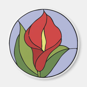 Stained Glass Peace Lily Magnet