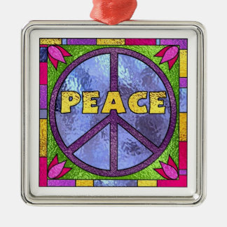 Stained Glass Peace Metal Tree Decoration