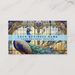 Stained Glass Peacock Business Cards