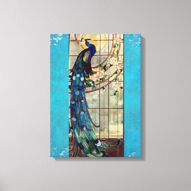 Stained Glass Peacock Canvas Print (Front)
