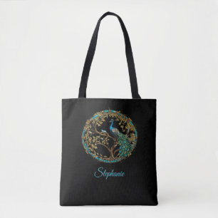 Stained Glass Peacock Fall Tree-Choose your Colour Tote Bag