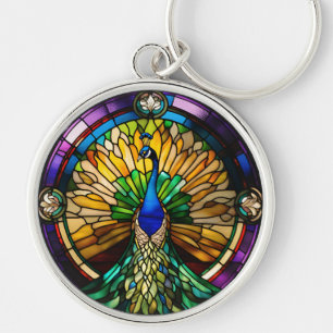 Stained Glass Peacock Key Ring
