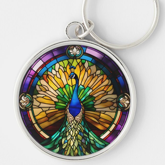 Stained Glass Peacock Key Ring (Front)