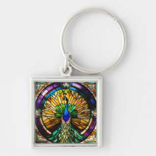 Stained Glass Peacock Key Ring