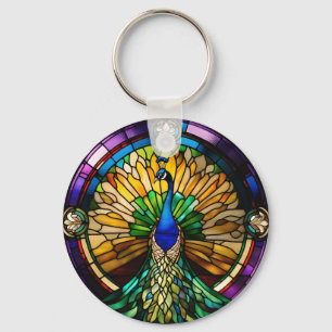 Stained Glass Peacock Key Ring