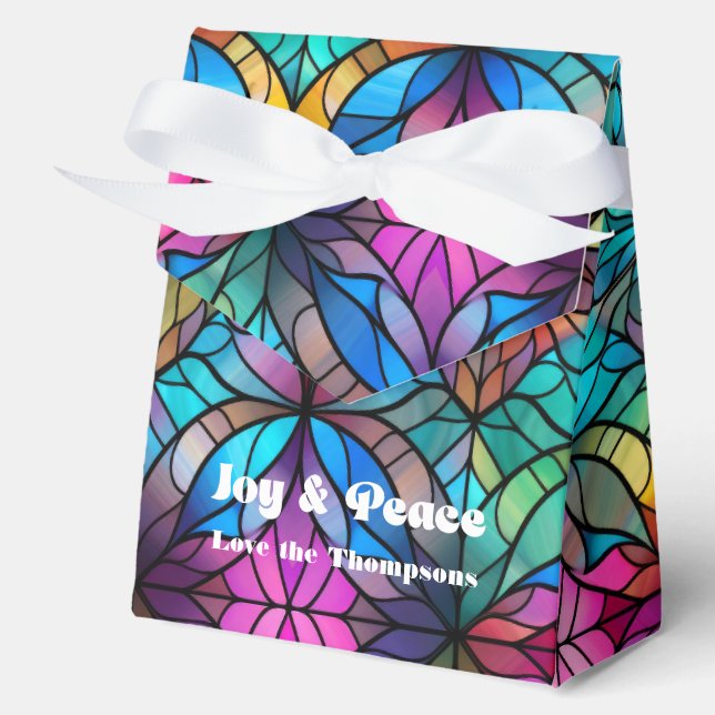 Stained Glass Personalised Holiday Favour Box (Front)