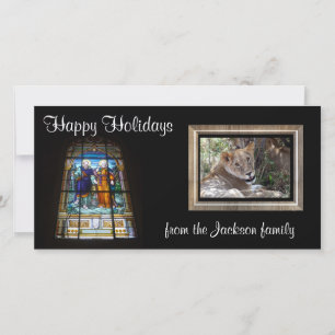 stained glass photocard holiday card