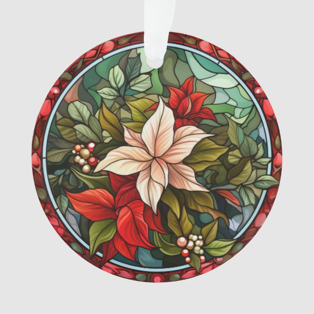 Stained Glass Poinsettia Ornament (Front)