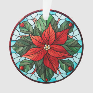 Stained Glass Poinsettia Ornament