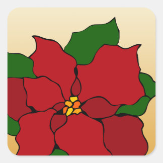 Stained-Glass Poinsettia Square Sticker