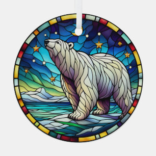 Stained Glass Polar Bear Tree Decoration