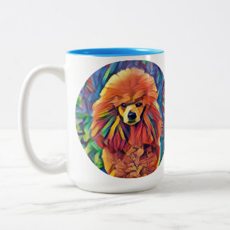 Stained Glass Poodle Two-Tone Coffee Mug