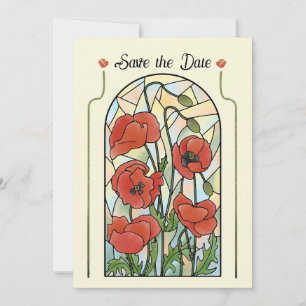 Stained Glass Poppies Save the Date Invitation