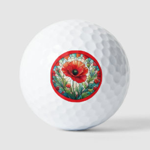 Stained Glass Poppy Golf Balls
