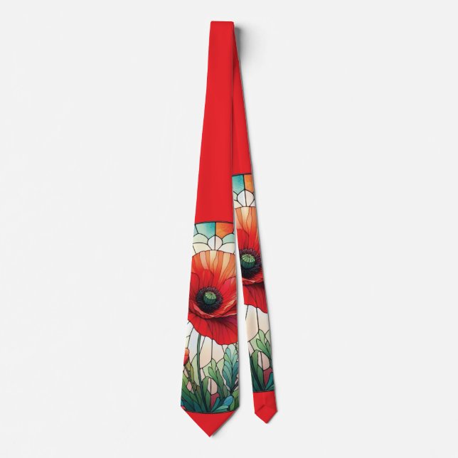 Stained Glass Poppy Tie (Front)