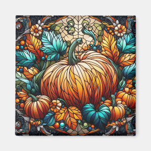 Stained Glass Pumpkin Art Magnet