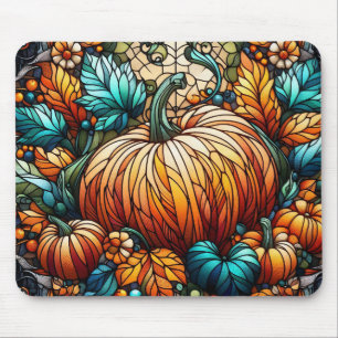Stained Glass Pumpkin Art Mouse Mat