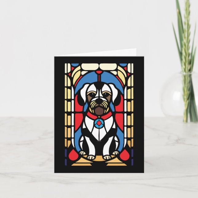 stained glass pup dog thank you card (Front)