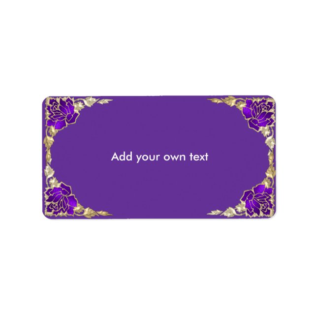 Stained Glass Purple Gold Roses Label (Front)