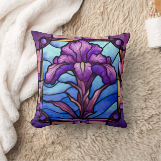 Stained Glass Purple Iris Cushion