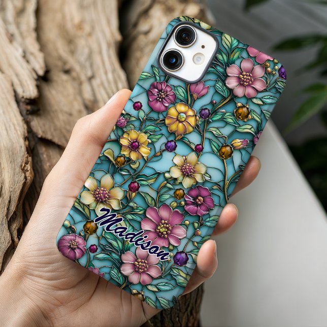 Stained glass purple yellow floral Case-Mate iPhone case (Creator Uploaded)