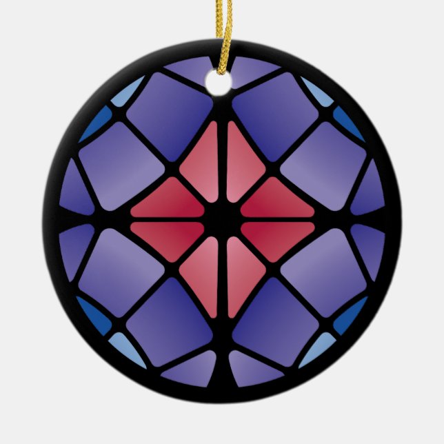 Stained Glass (Radial - Midnight) Ceramic Tree Decoration (Front)