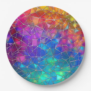 Stained Glass Rainbow Pattern Paper Plate
