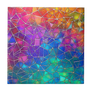Stained Glass Rainbow Pattern Tile