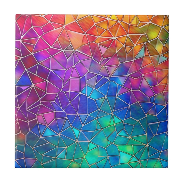 Stained Glass Rainbow Pattern Tile (Front)