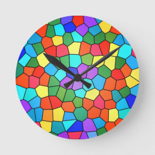 Stained Glass Rainbow Round Clock