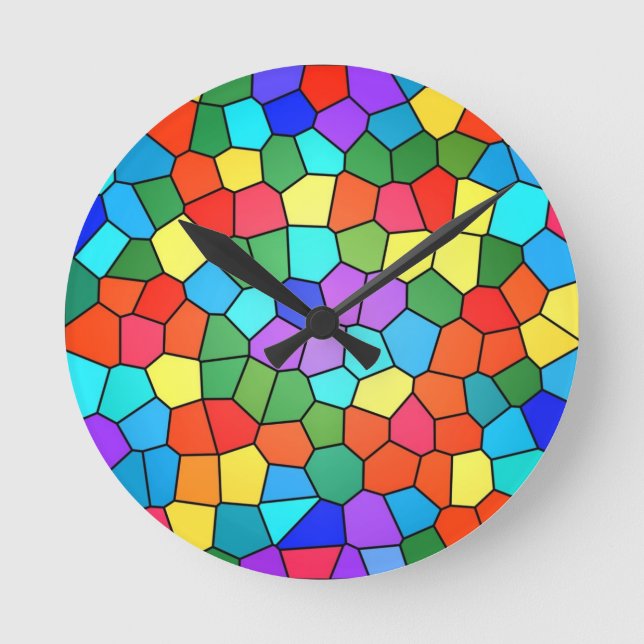 Stained Glass Rainbow Round Clock (Front)
