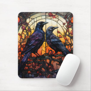 Stained Glass Ravens  Mouse Mat