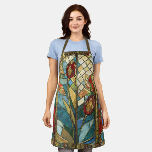 Stained Glass Red Chief Poppies at Sunrise Apron