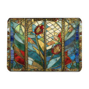 Stained Glass Red Chief Poppies at Sunrise Magnet