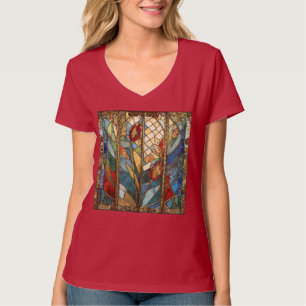 Stained Glass Red Chief Poppies at Sunrise T-Shirt