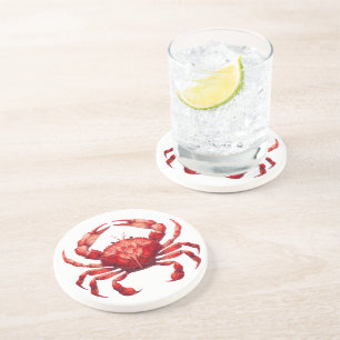 Stained Glass Red Crab Coaster