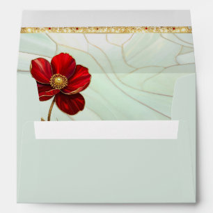 Stained Glass Red Flower Envelope