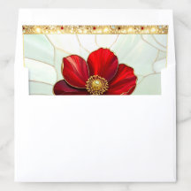 Stained Glass Red Flower Envelope Liner