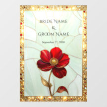 Stained Glass Red Flower Floor Decal