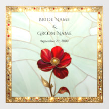Stained Glass Red Flower Floor Decal