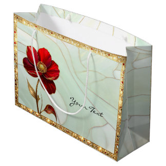 Stained Glass Red Flower Gift Bag