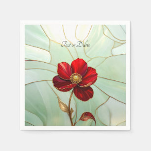 Stained Glass Red Flower Napkin