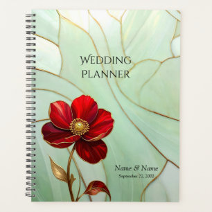 Stained Glass Red Flower Planner
