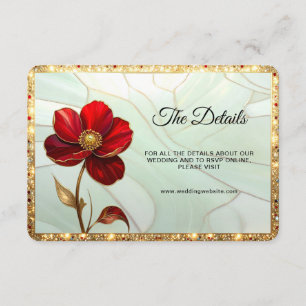 Stained Glass Red Flower with Gold Accents Detail Enclosure Card