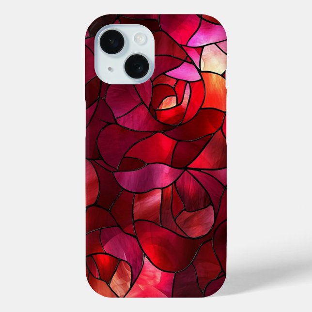 Stained Glass Red Rose Floral Art for Women Case-Mate iPhone Case (Back)