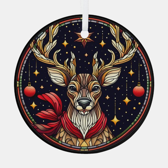 Stained Glass Reindeer, Stars and Ornaments (Back)