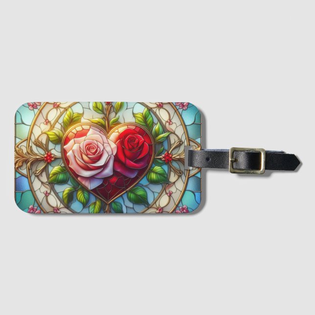 Stained Glass Romance Luggage Tag (Front Horizontal)