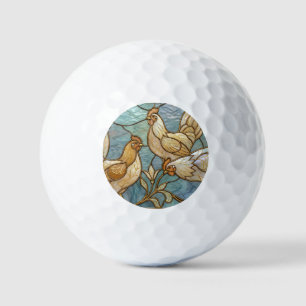 Stained Glass Roosters Elegant Chicken Farmhouse Golf Balls