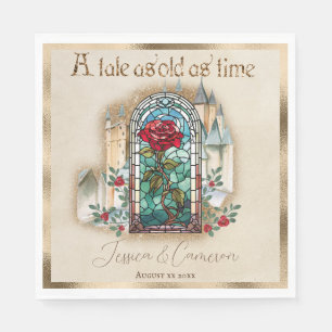 Stained Glass Rose Beauty and the Beast Castle Napkin